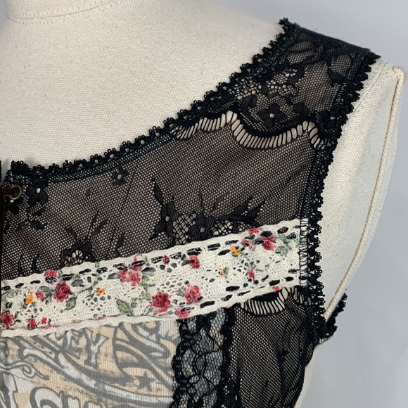 Vanilla Sugar Tan Western Print With Lace Tank Top - Picture 10 of 16